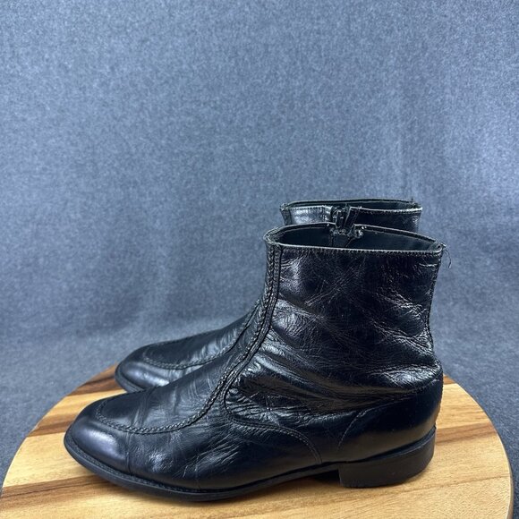 VTG Dingo Size 13D Black Leather Side Zip Ankle Shoes Dress Boots 4450 - Picture 6 of 13